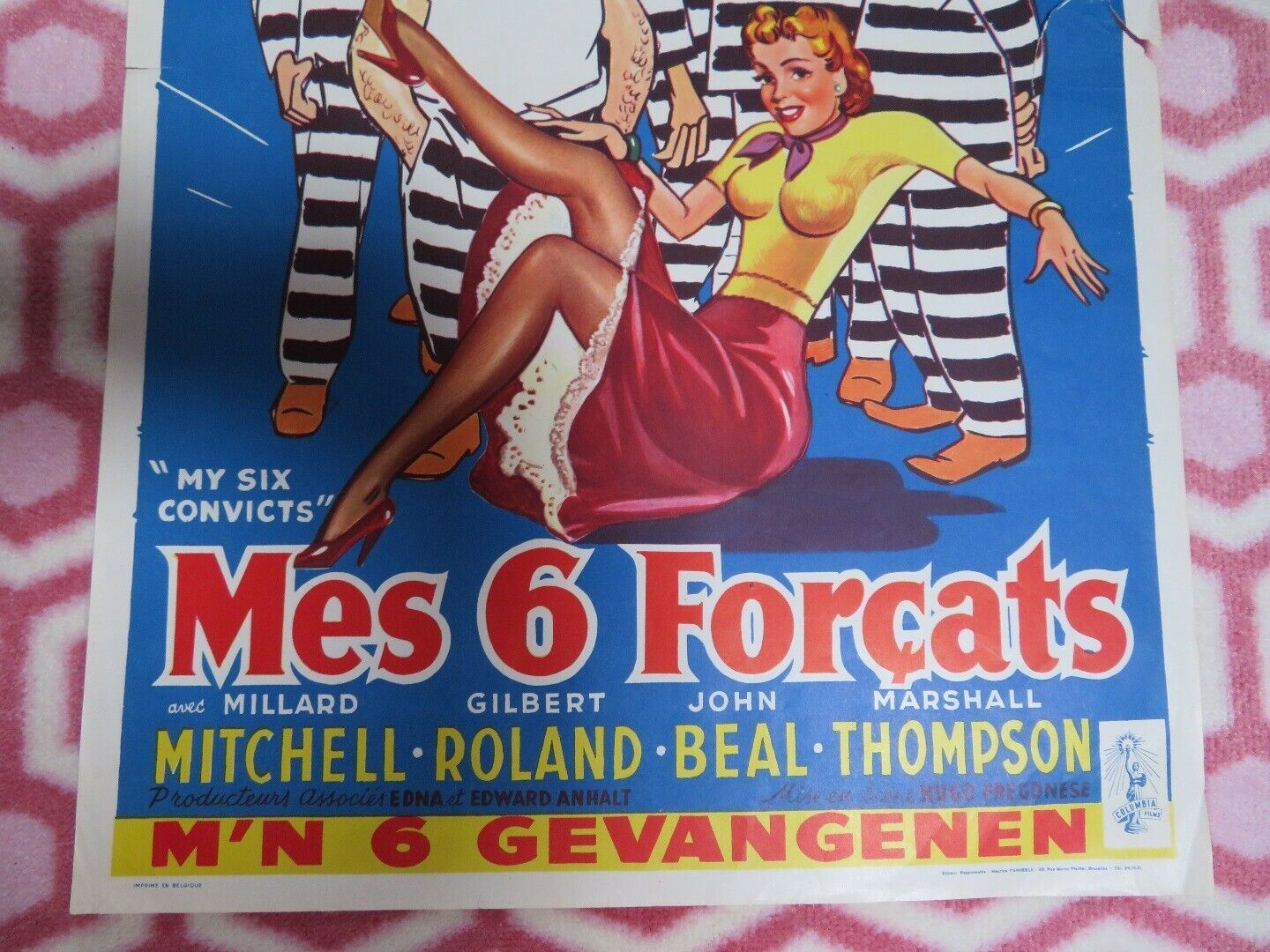 MES 6 FORCATS / My Six Convicts BELGIUM (21.5"x 14) POSTER MILLARD MITCHELL 1952 Movie posters
