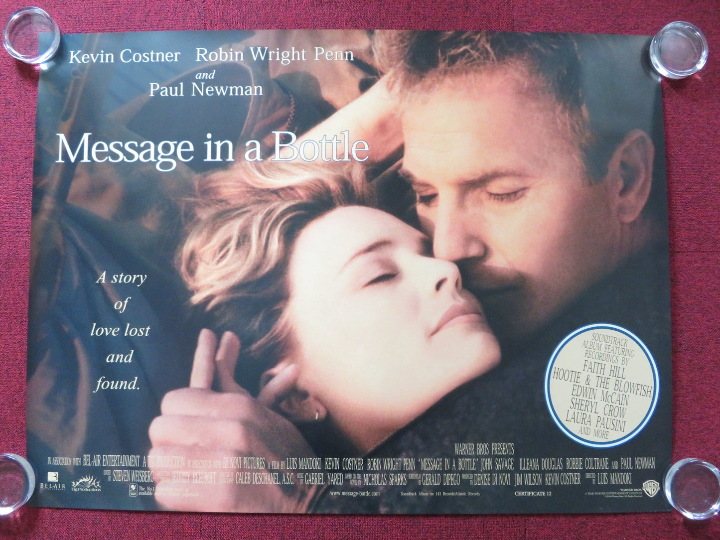 MESSAGE IN A BOTTLE UK QUAD (30"x 40") ROLLED POSTER KEVIN COSTNER 1999 Rendezvous Cinema Movie posters