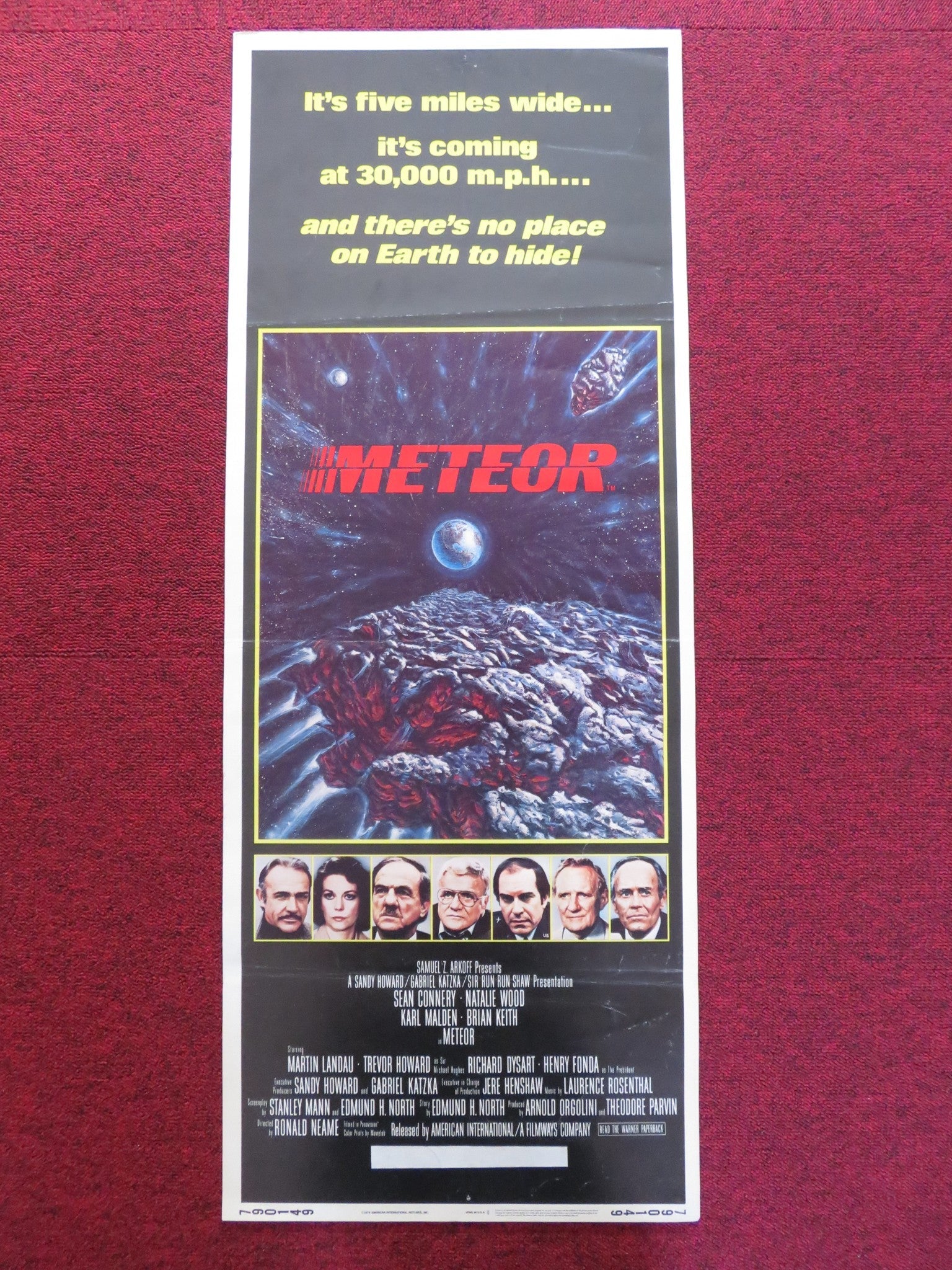 METEOR US INSERT (14"x 36") POSTER MARTIN LANDAU TREVOR HOWARD 1979 Rendezvous Cinema Movie posters