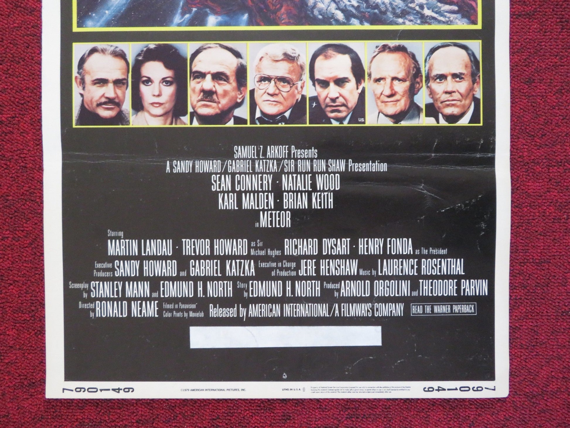 METEOR US INSERT (14"x 36") POSTER MARTIN LANDAU TREVOR HOWARD 1979 Rendezvous Cinema Movie posters