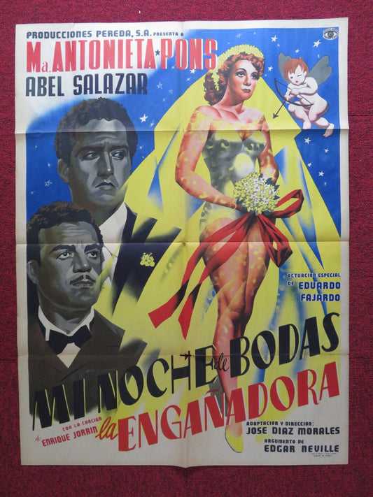 MI NOCHE DE BODAS FOLDED MEXICAN POSTER LUPITA ALDAY PINO BARATTI 1955 Rendezvous Cinema Movie posters