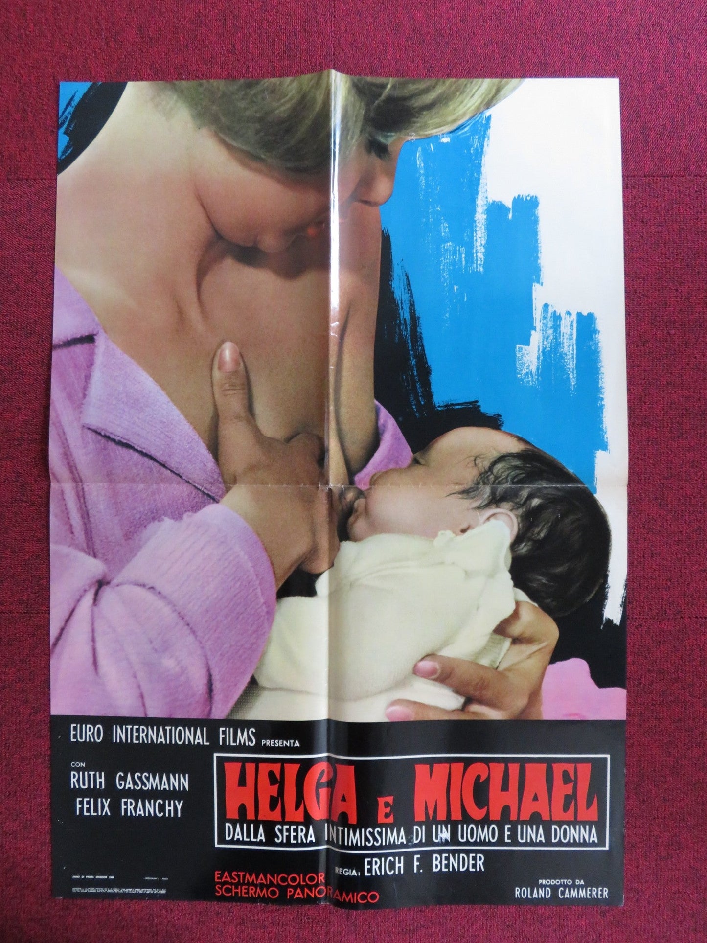 MICHAEL AND HELGA - A ITALIAN FOGLIO POSTER RUTH GASSMAN FELIX FRANCHY 1968 Rendezvous Cinema Movie posters