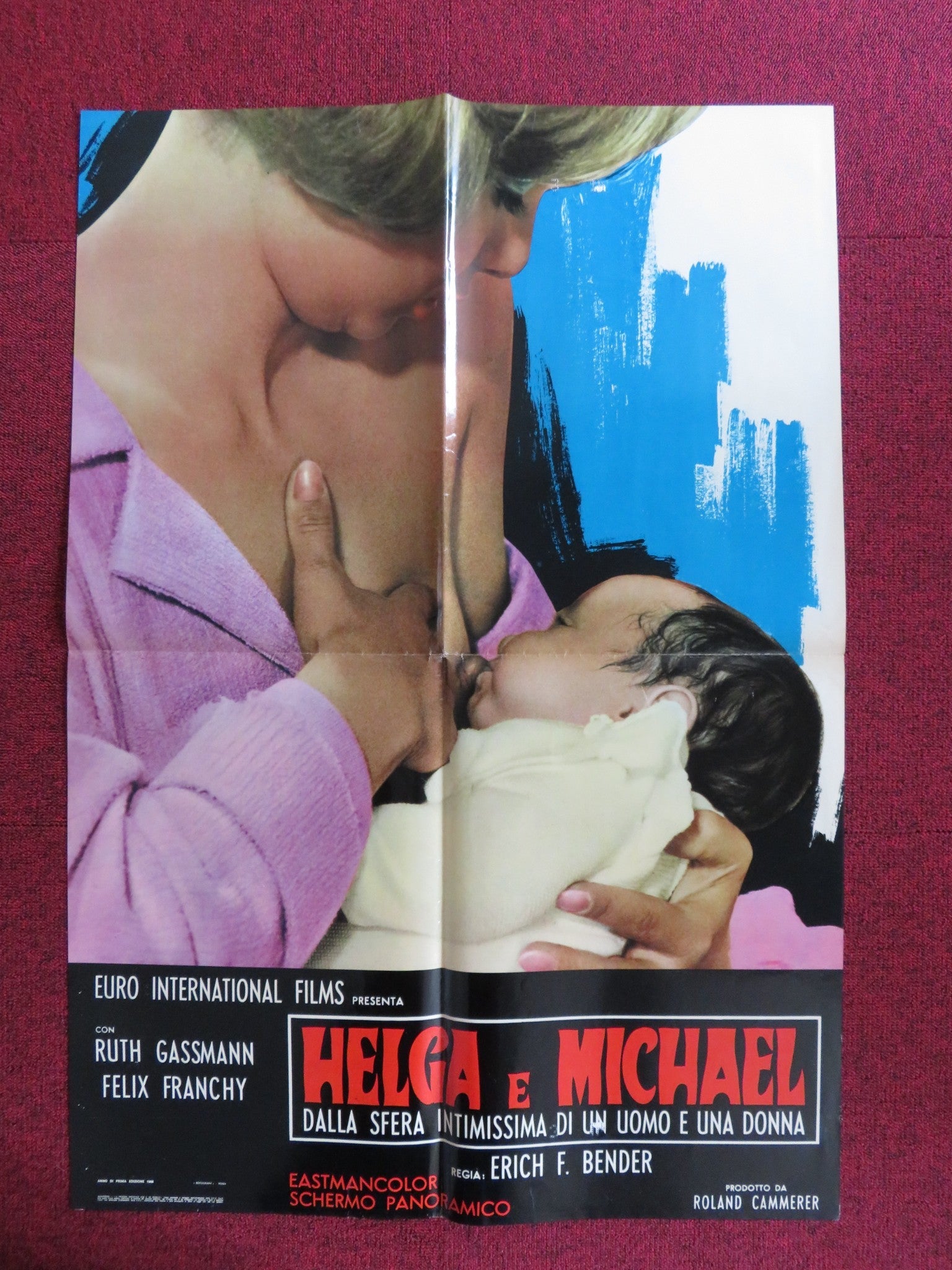 MICHAEL AND HELGA - A ITALIAN FOGLIO POSTER RUTH GASSMAN FELIX FRANCHY 1968 Rendezvous Cinema Movie posters