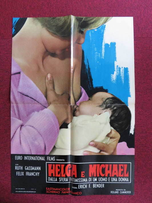 MICHAEL AND HELGA - A ITALIAN FOGLIO POSTER RUTH GASSMAN FELIX FRANCHY 1968 Rendezvous Cinema Movie posters