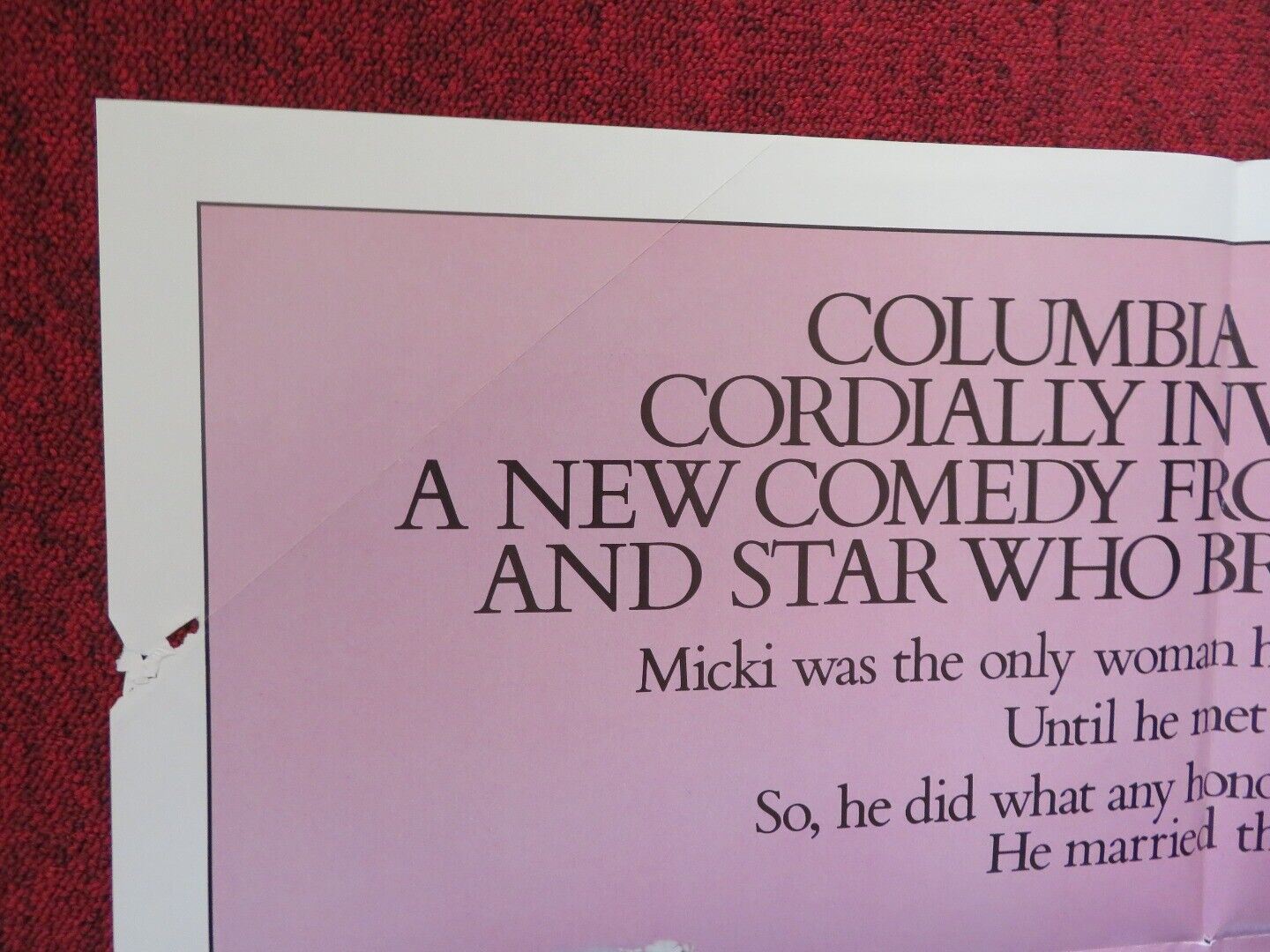 MICKI & MAUDE FOLDED US ONE SHEET POSTER BLAKE EDWARDS DUDLEY MOORE 1984 Movie posters