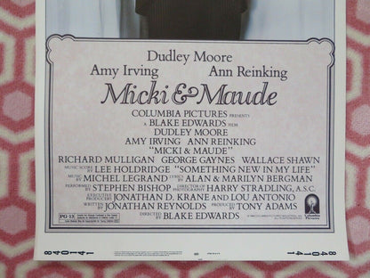 MICKI & MAUDE US INSERT (14"x 36") POSTER DUDLEY MOORE AMY IRVING 1984 Movie posters
