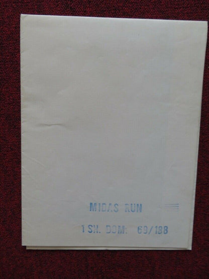 MIDAS RUN FOLDED US ONE SHEET POSTER RICHARD CRENNA ANNE HEYWOOD 1969 Movie posters