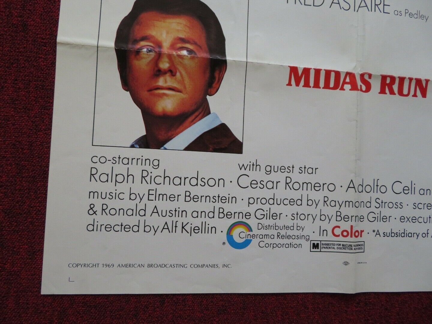MIDAS RUN FOLDED US ONE SHEET POSTER RICHARD CRENNA ANNE HEYWOOD 1969 Movie posters