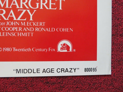 MIDDLE AGE CRAZY FOLDED US ONE SHEET POSTER ANN - MARGRET BRUCE DERN 1980 Movie posters