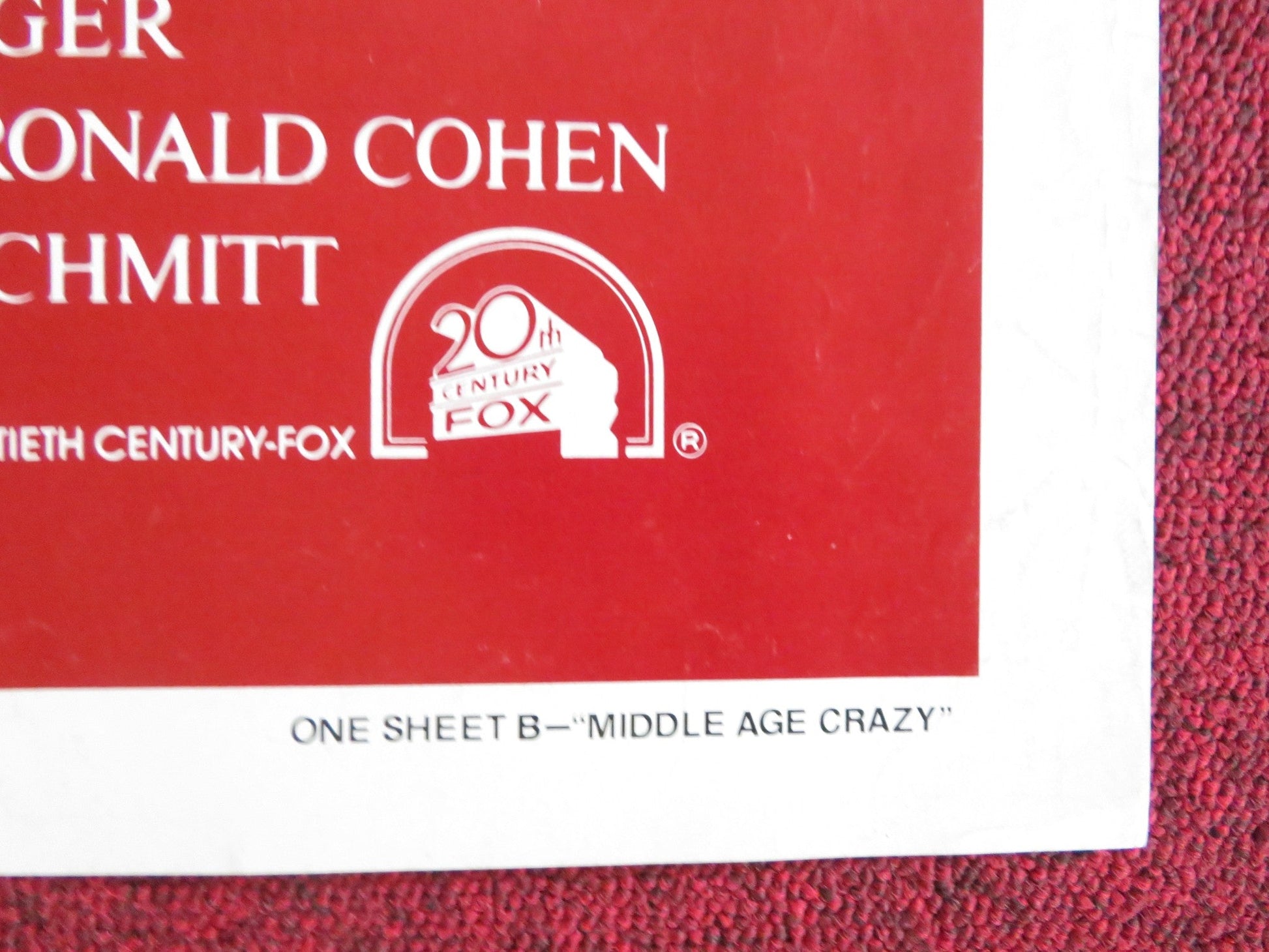 MIDDLE AGE CRAZY FOLDED US ONE SHEET POSTER BRUCE DERN ANN - MARGRET 1980 Rendezvous Cinema Movie posters