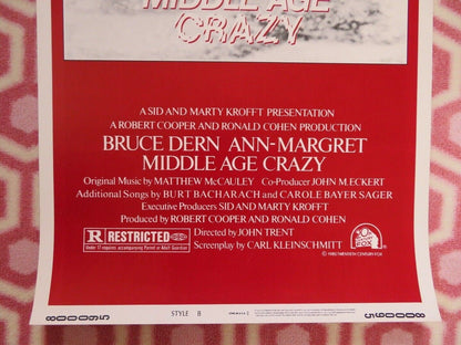 MIDDLE AGE CRAZY STYLE B US INSERT (14"x 36") POSTER BRUCE DERN ANN-MARGRET '80 - Rendezvous Cinema