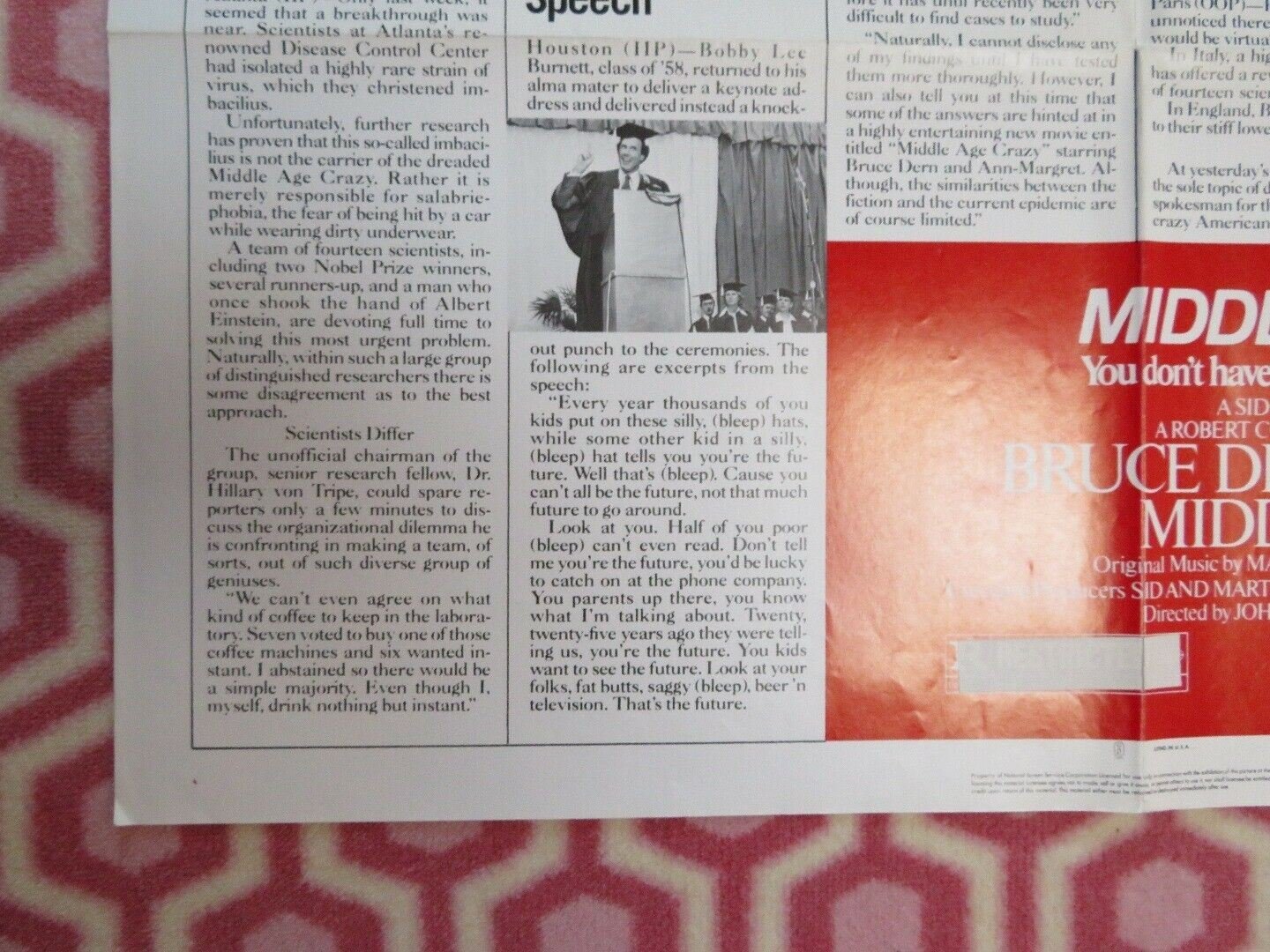 MIDDLE AGE CRAZY US ONE SHEET POSTER BRUCE DERN ANN - MARGRET1980 STYLE A Movie posters