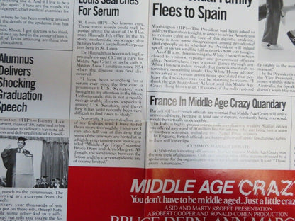 MIDDLE AGE CRAZY US ONE SHEET POSTER BRUCE DERN ANN - MARGRET1980 STYLE A Movie posters