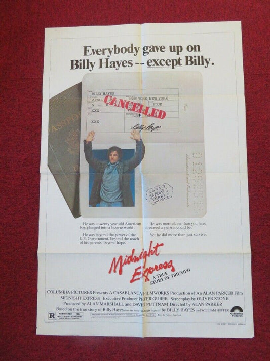 MIDNIGHT EXPRESS FOLDED US ONE SHEET POSTER ALAN PARKER BILLY HAYES 1978 Movie posters