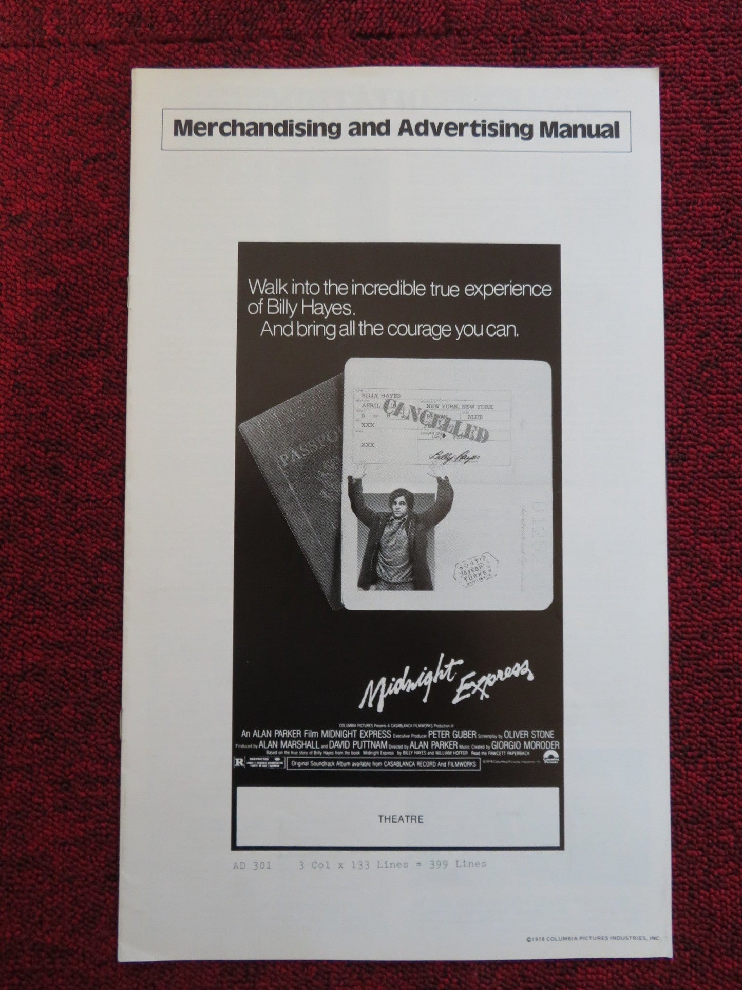 MIDNIGHT EXPRESS UNCUT COLUMBIA PICTURES PRESS BOOK BILLY HAYES 1978 Rendezvous Cinema Movie posters