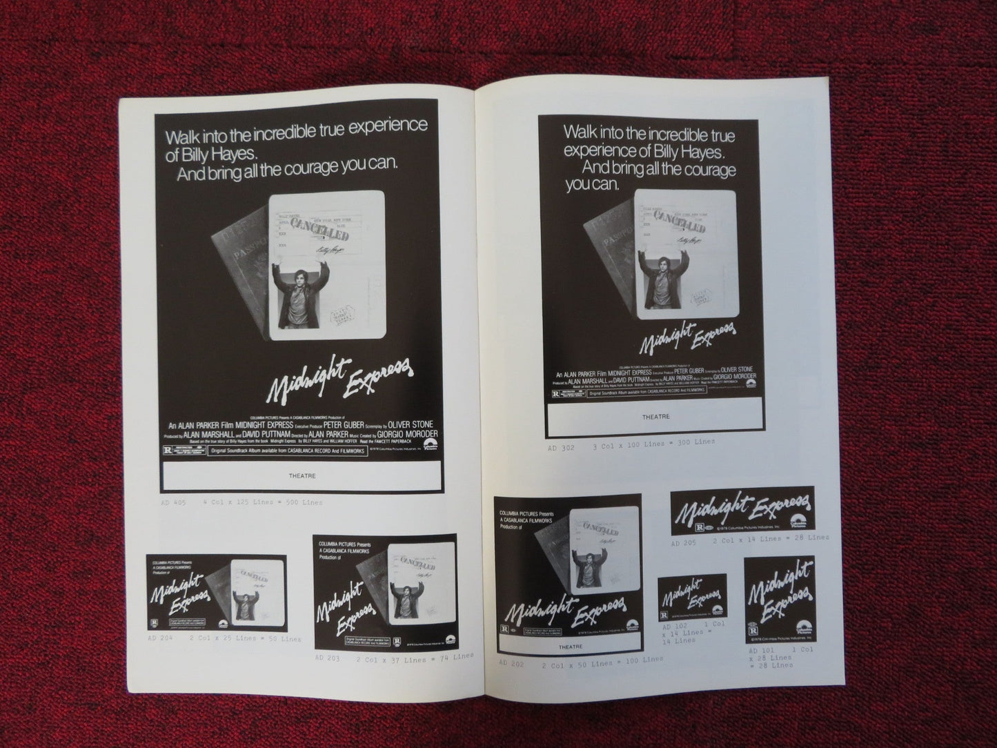 MIDNIGHT EXPRESS UNCUT COLUMBIA PICTURES PRESS BOOK BILLY HAYES 1978 Rendezvous Cinema Movie posters