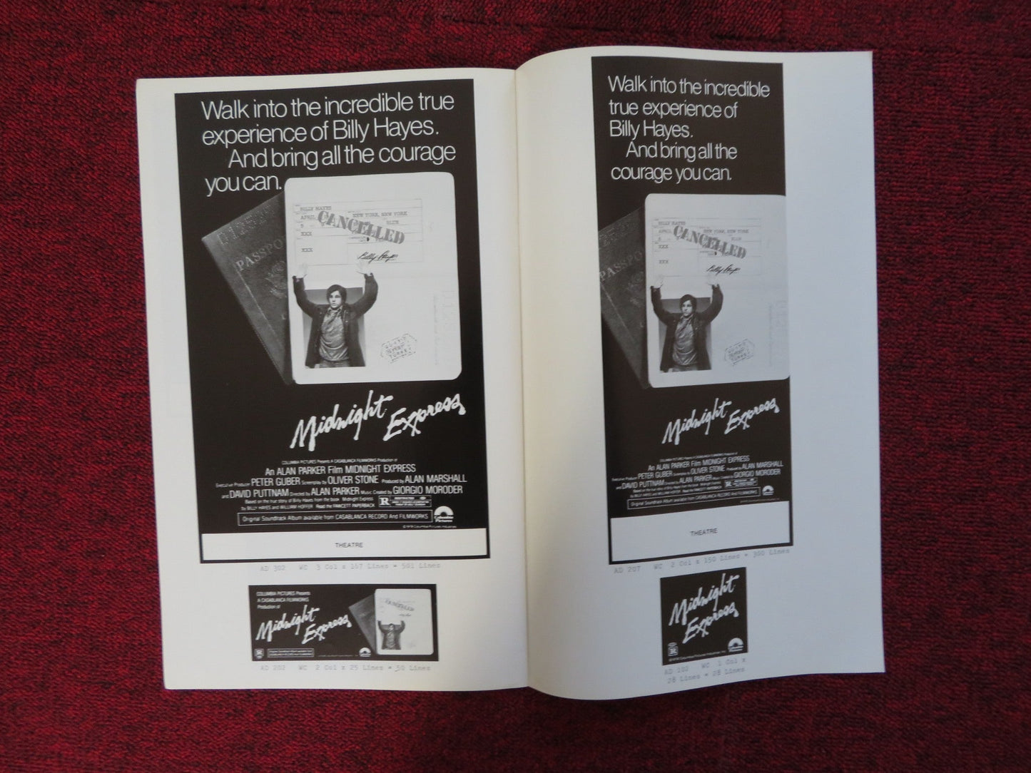 MIDNIGHT EXPRESS UNCUT COLUMBIA PICTURES PRESS BOOK BILLY HAYES 1978 Rendezvous Cinema Movie posters