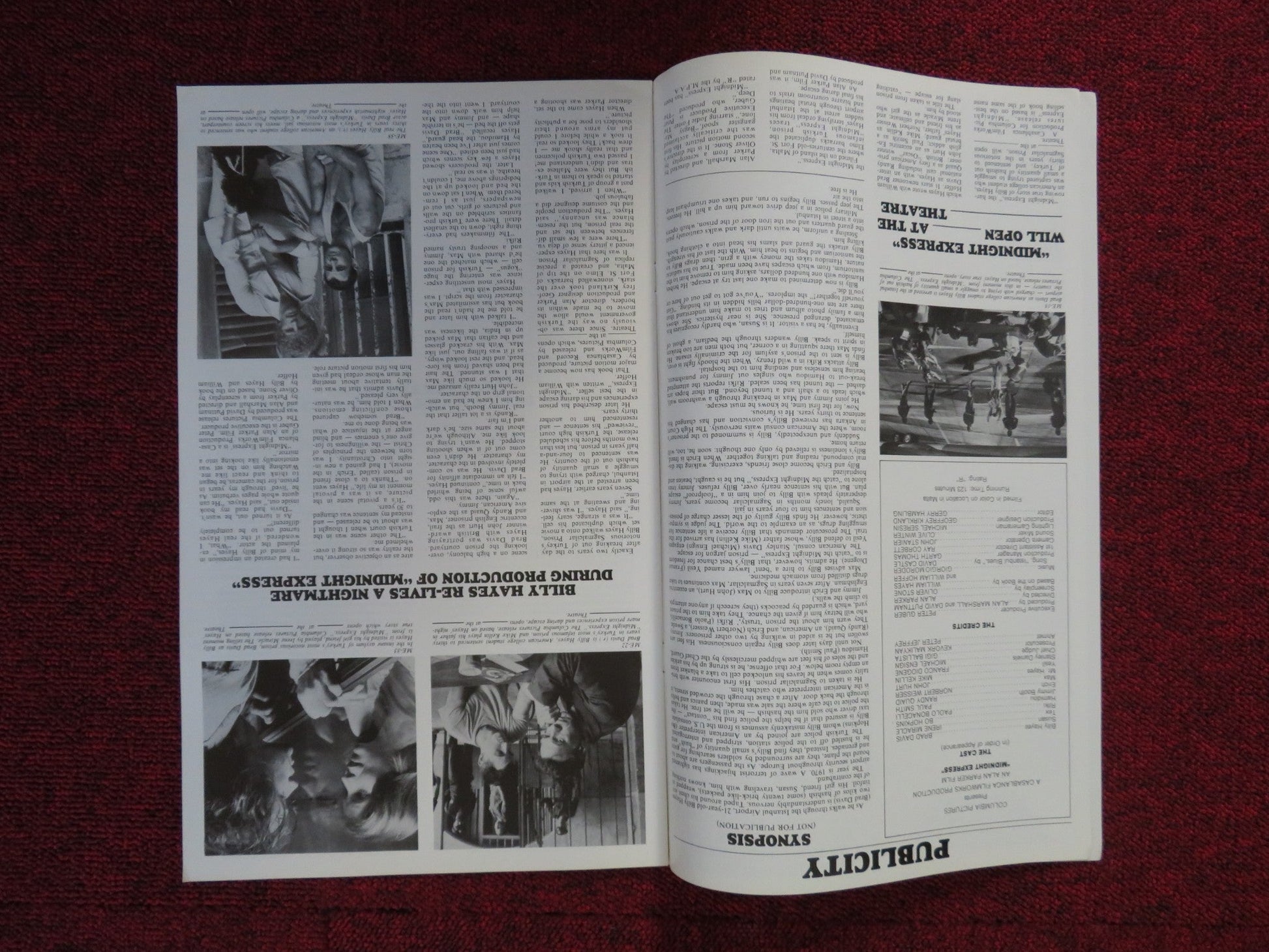 MIDNIGHT EXPRESS UNCUT COLUMBIA PICTURES PRESS BOOK BILLY HAYES 1978 Rendezvous Cinema Movie posters