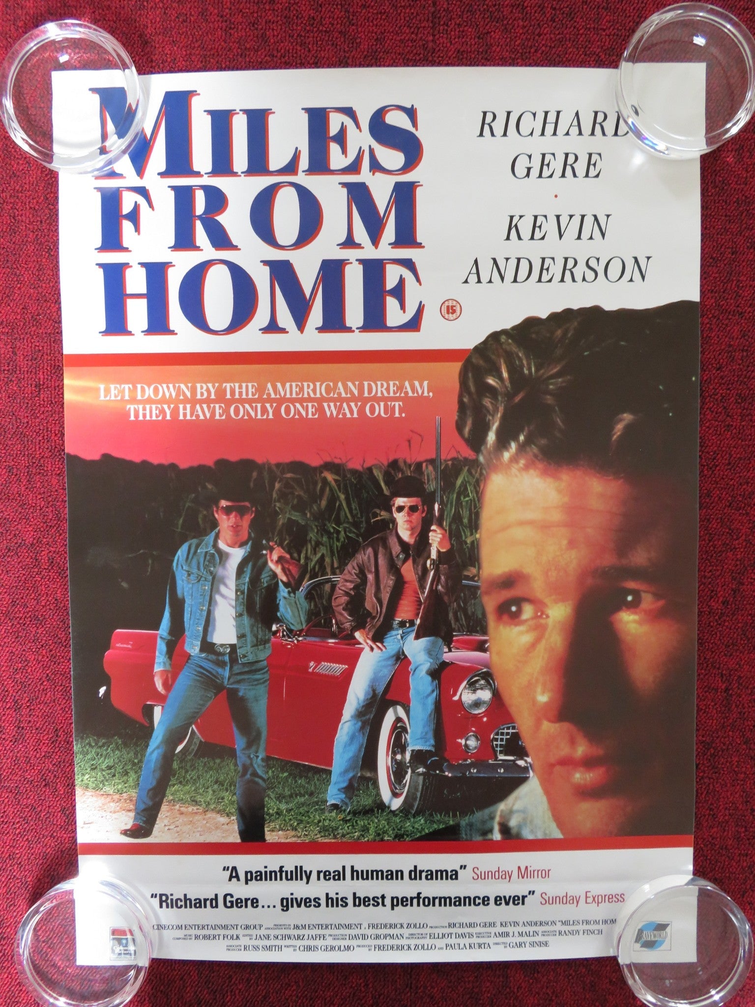 MILES FROM HOME VHS VIDEO POSTER RICHARD GERE KEVIN ANDERSON 1988 Rendezvous Cinema Movie posters