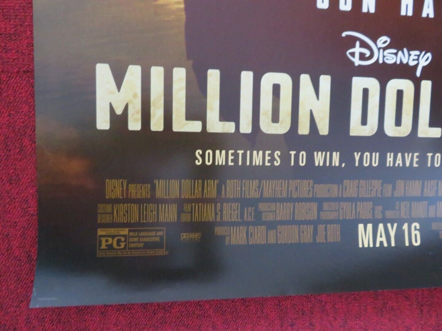 MILLION DOLLAR ARM US ONE SHEET ROLLED POSTER DISNEY JON HAMM 2014 Movie posters