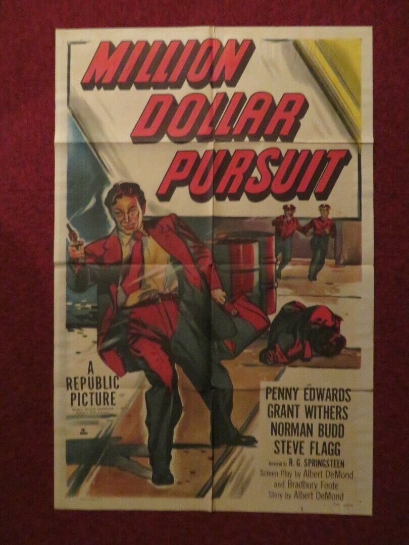 MILLION DOLLAR PURSIUT FOLDED US ONE SHEET POSTER PENNY EDWARDS 1951 Movie posters