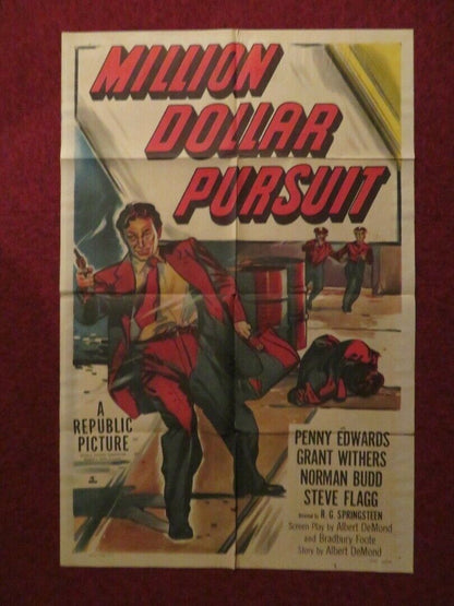 MILLION DOLLAR PURSIUT FOLDED US ONE SHEET POSTER PENNY EDWARDS 1951 Movie posters