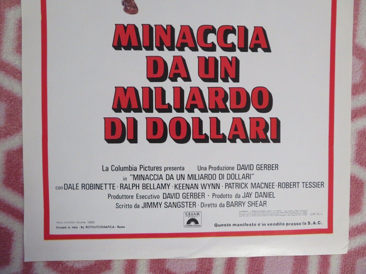 MINACCIA DA UN MILIARDO DI DOLLARI ITALIAN LOCANDINA (27.5"x13") POSTER 1980 Movie posters