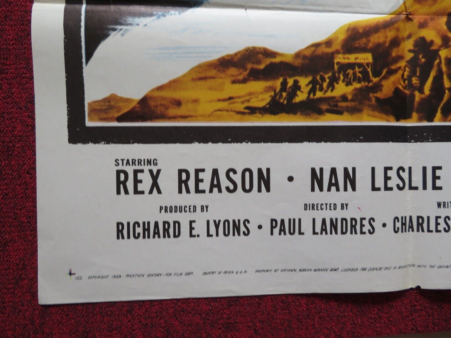 MIRACLE OF HILLS FOLDED US ONE SHEET POSTER REX REASON NAN LESLIE 1959 Movie posters