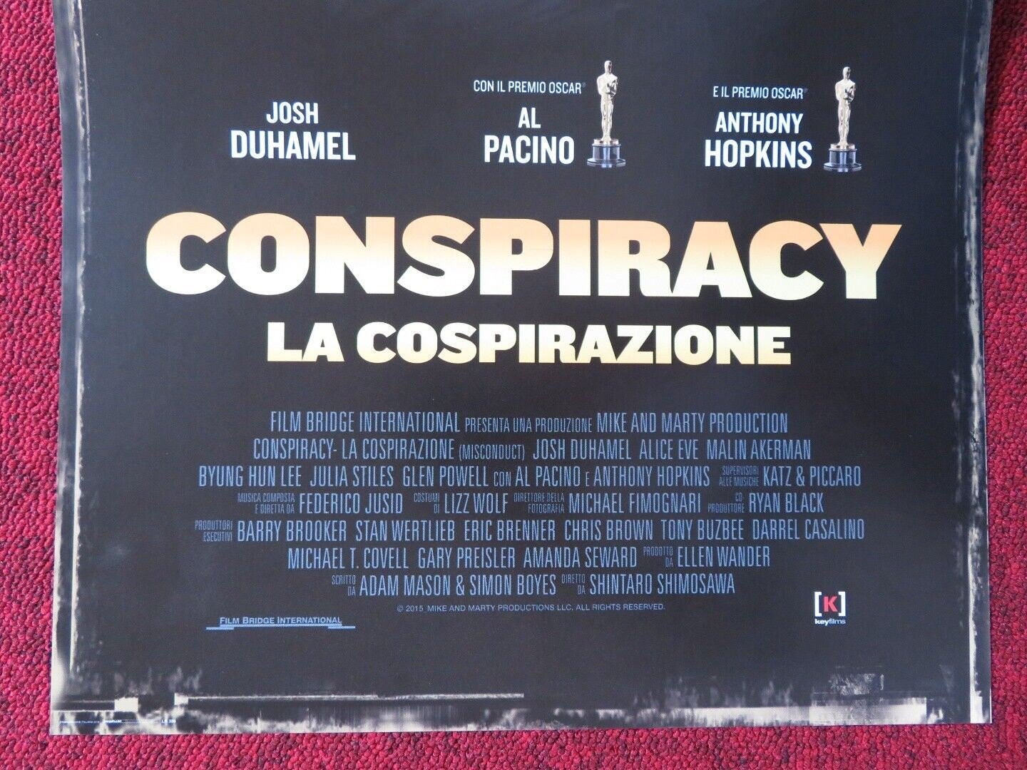MISCONDUCT ITALIAN LOCANDINA (26.5"x12.5") POSTER AL PACINO ANTHONY HOPKINS 2016 - Rendezvous Cinema