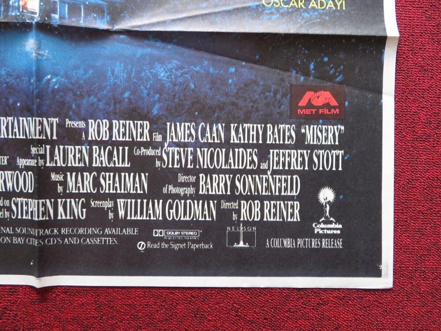 MISERY FOLDED TURKISH ONE SHEET POSTER STEPHEN KING KATHY BATES JAMES CAAN 1990 - Rendezvous Cinema