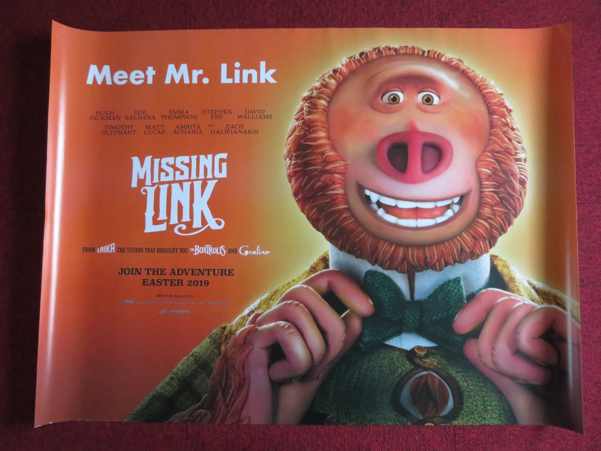 MISSING LINK UK QUAD (30"x 40") ROLLED POSTER HUGH JACKMAN DAVID WALLIAMS 2019 Rendezvous Cinema Movie posters