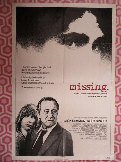 MISSING US ONE SHEET POSTER JACK LEMMON SISSY SPACEK 1982 - Rendezvous Cinema