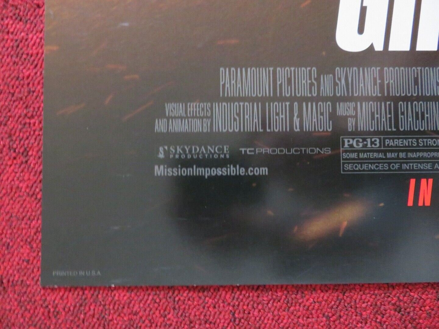 MISSION IMPOSSIBLE GHOST PROTOCOL FOLDED US ONE SHEET POSTER CRUISE 2011 Movie posters