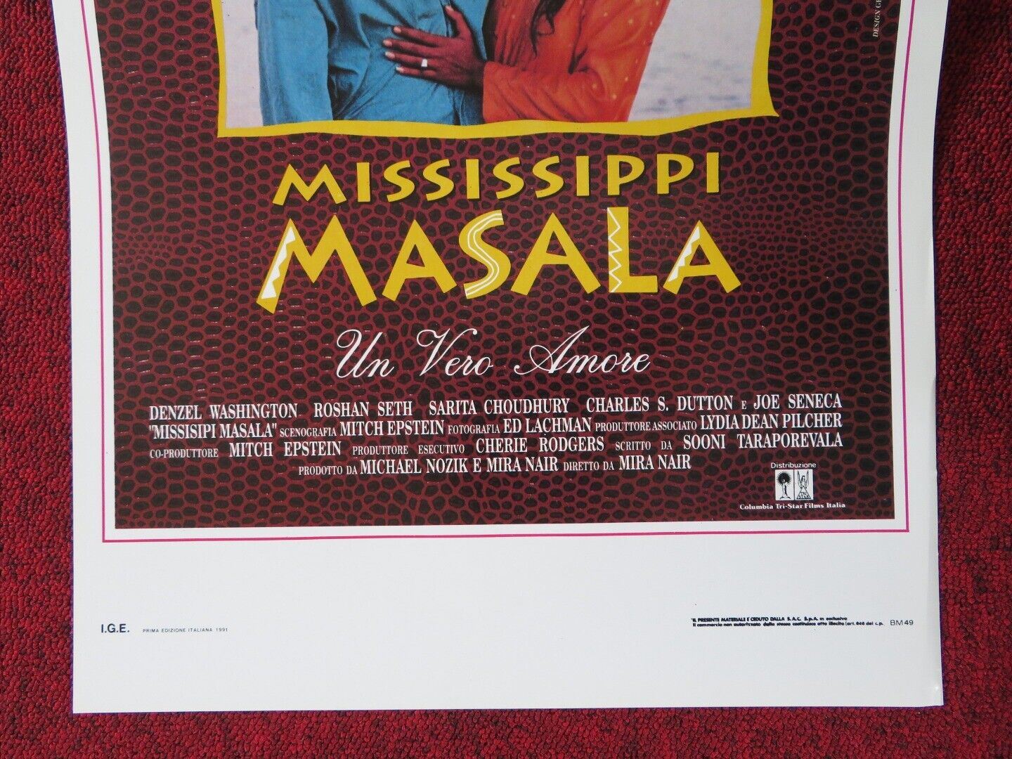 MISSISSIPPI MASALA ITALIAN LOCANDINA (27.5"x13") POSTER DELZEL WASHINGTON 1991 Rendezvous Cinema Movie posters