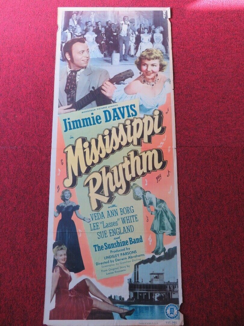 MISSISSIPPI RHYTHM US INSERT (14"x 36") POSTER JIMMIE DAVIS 1949 Movie posters