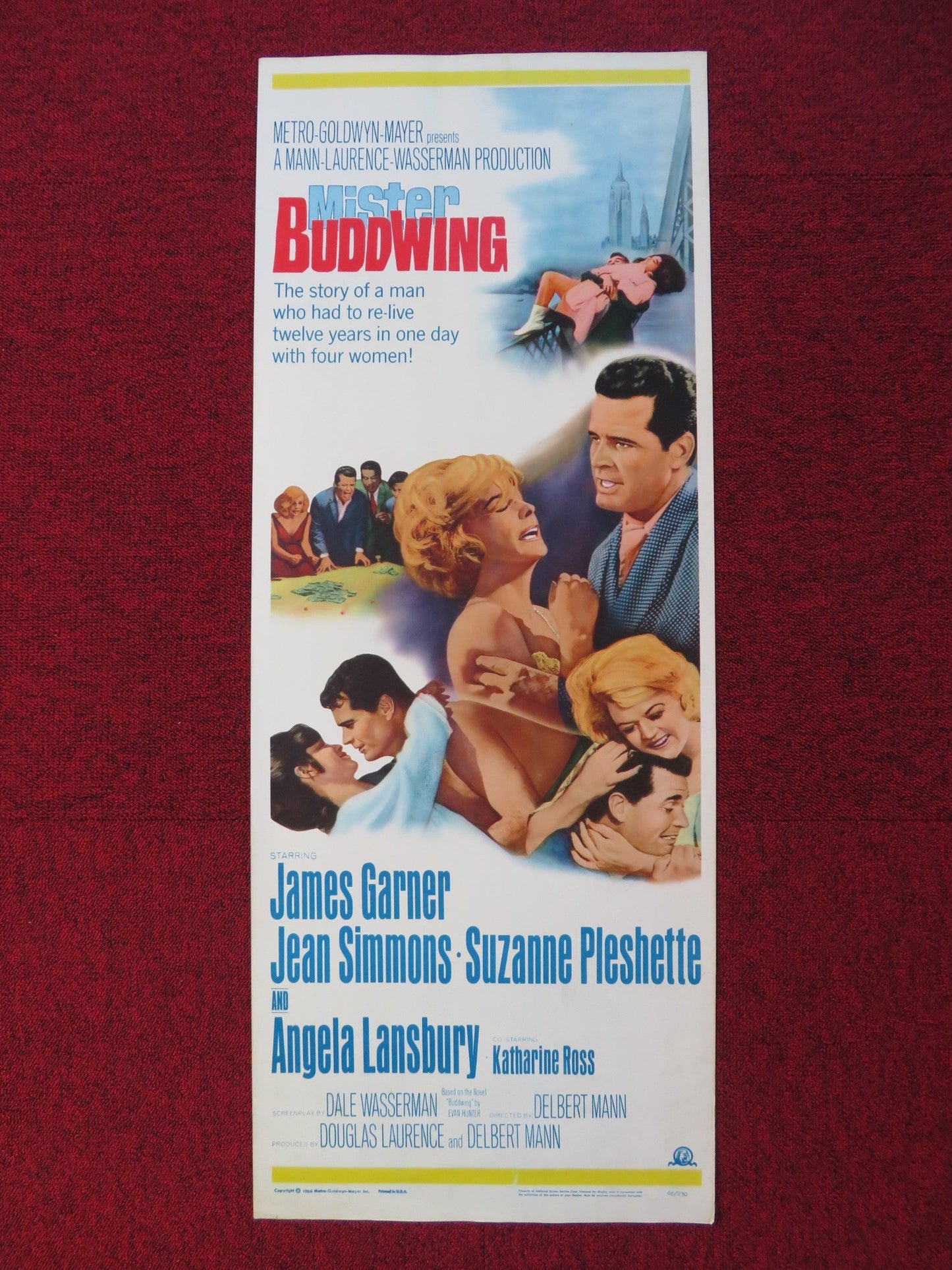MISTER BUDDWING US INSERT (14"x 36") POSTER JAMES GARNER JEAN SIMMONS 1966 Rendezvous Cinema Movie posters