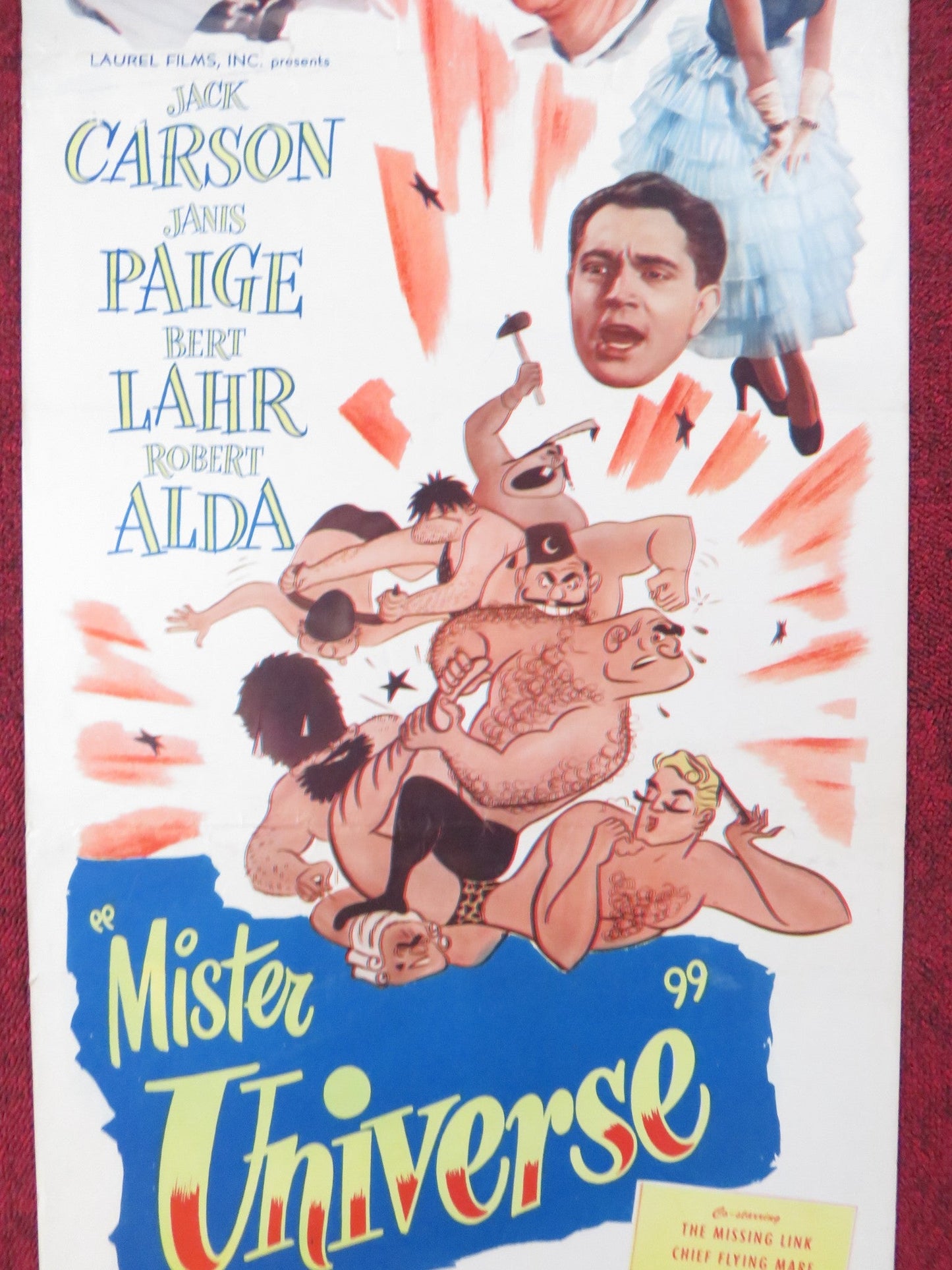 MISTER UNIVERSE US INSERT (14"x 36") POSTER JACK CARSON JANIS PAIGE 1951 Rendezvous Cinema Movie posters