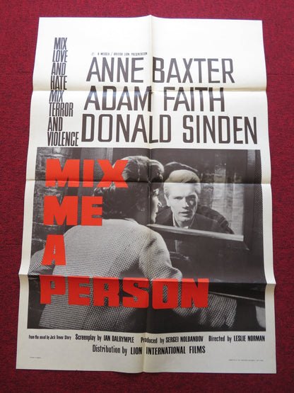 MIX ME A PERSON FOLDED US ONE SHEET POSTER ANNE BAXTER ADAM FAITH 1962 Rendezvous Cinema Movie posters