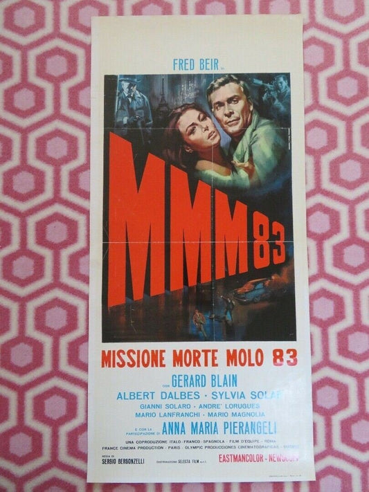 M.M.M. 83 ITALIAN LOCANDINA (27" x 13") POSTER GERARD BLAIN ALBERT DALBES 1966 Movie posters