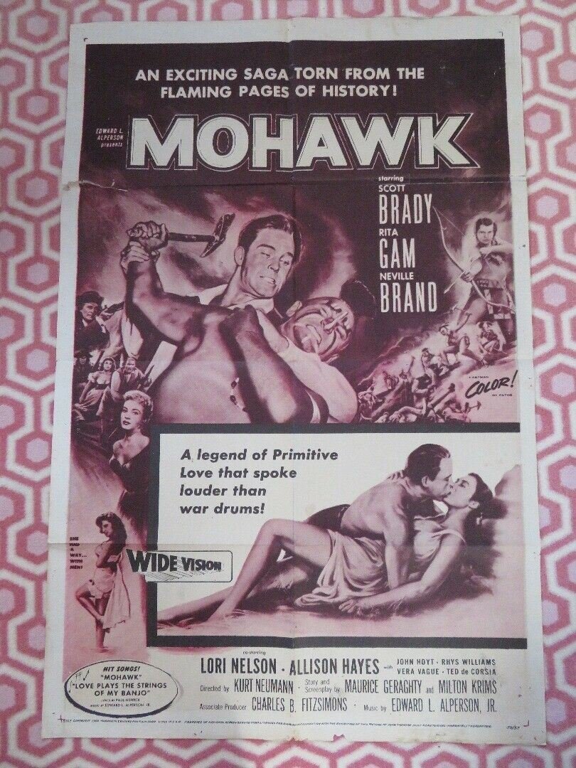 MOHAWK FOLDED US ONE SHEET POSTER SCOTT BRADY RITA GAM 1956 Movie posters