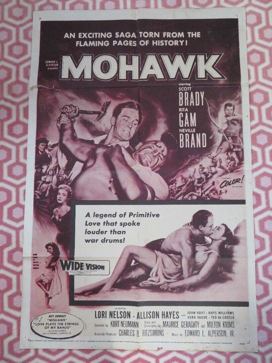 MOHAWK FOLDED US ONE SHEET POSTER SCOTT BRADY RITA GAM 1956 Movie posters