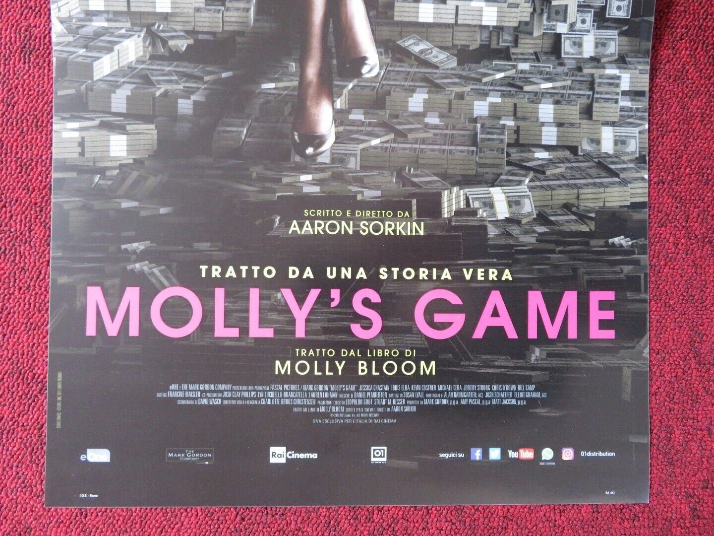 MOLLY'S GAME ITALIAN LOCANDINA (27"x12.5") POSTER I ELBA KEVIN COSTNER '17 Movie posters