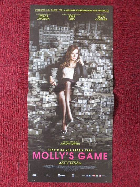 MOLLY'S GAME ITALIAN LOCANDINA (27"x12.5") POSTER I ELBA KEVIN COSTNER '17 Movie posters