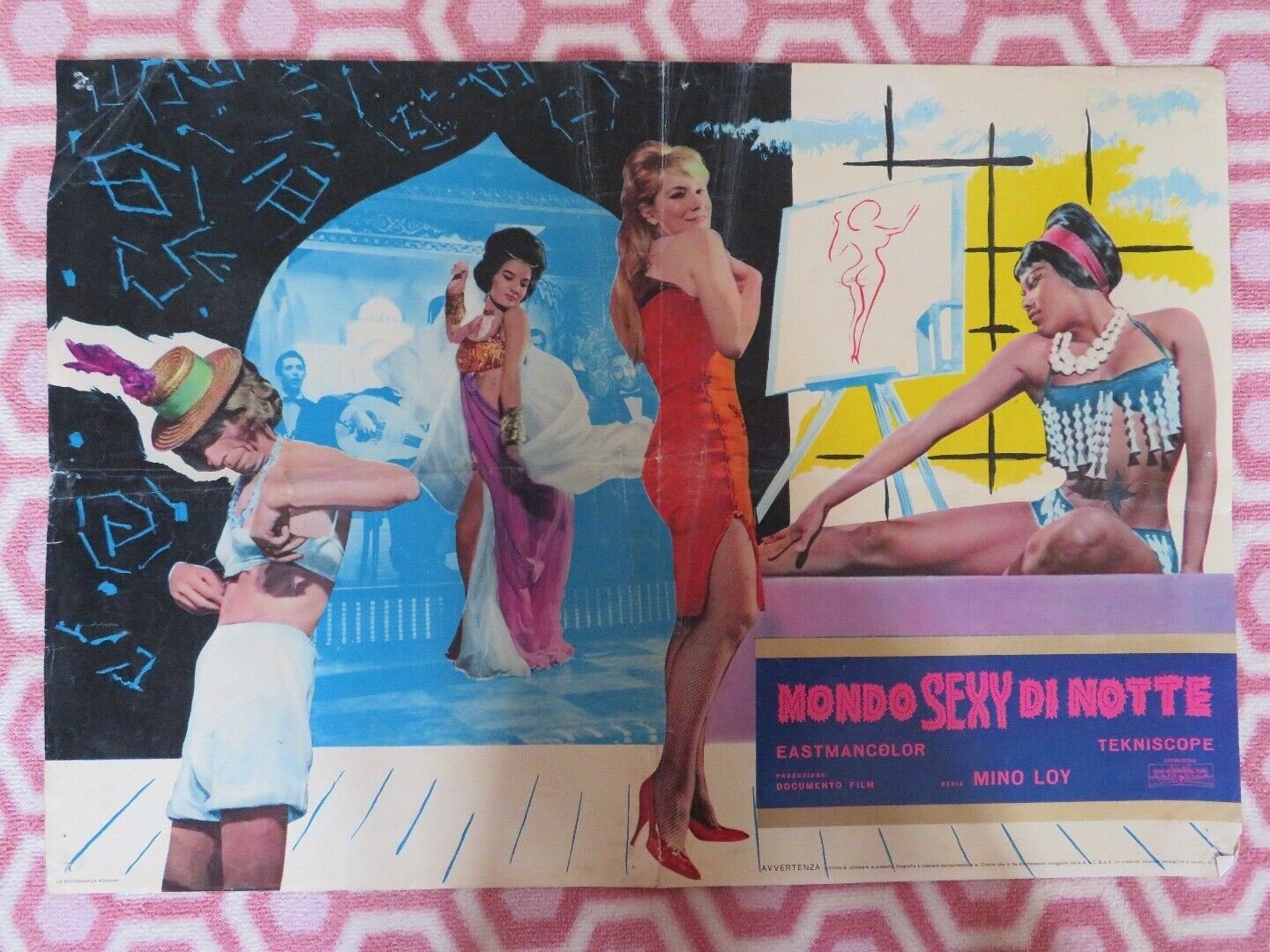 MONDO SEXY DI NOTTE/ Mondo Sexuality - A ITALIAN PHOTOBUSTA POSTER MINO LOY 1962 Movie posters