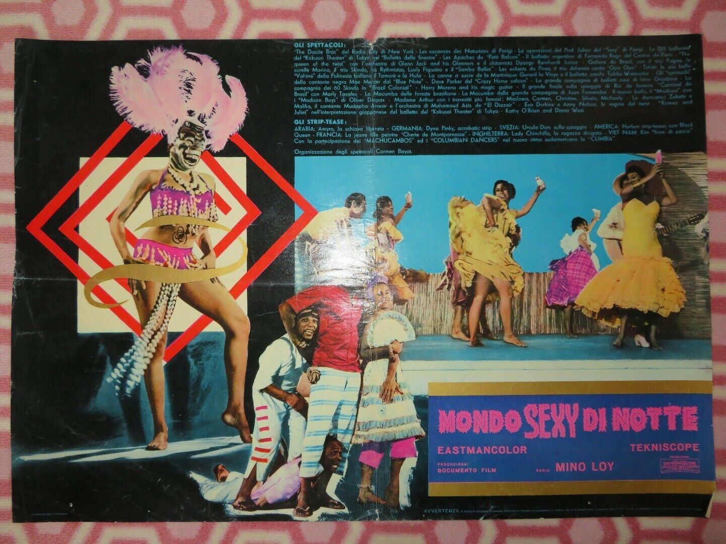 MONDO SEXY DI NOTTE/ Mondo Sexuality - C ITALIAN PHOTOBUSTA POSTER MINO LOY 1962 Movie posters