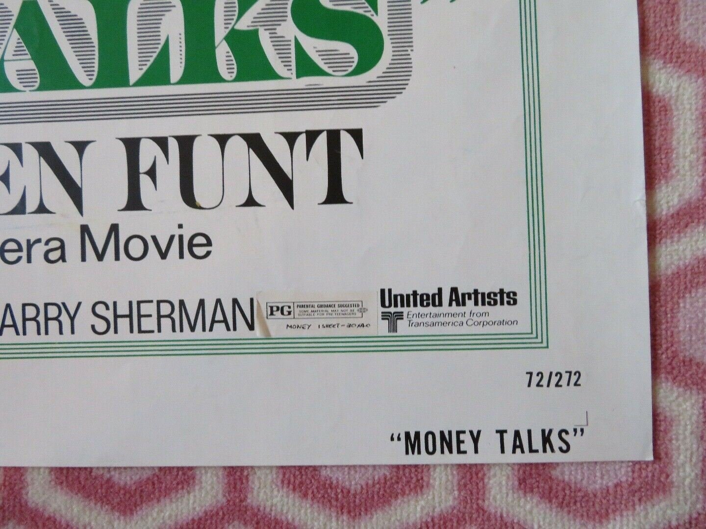 MONEY TALKS FOLDED US ONE SHEET POSTER ALLEN FUNT 1972 Movie posters