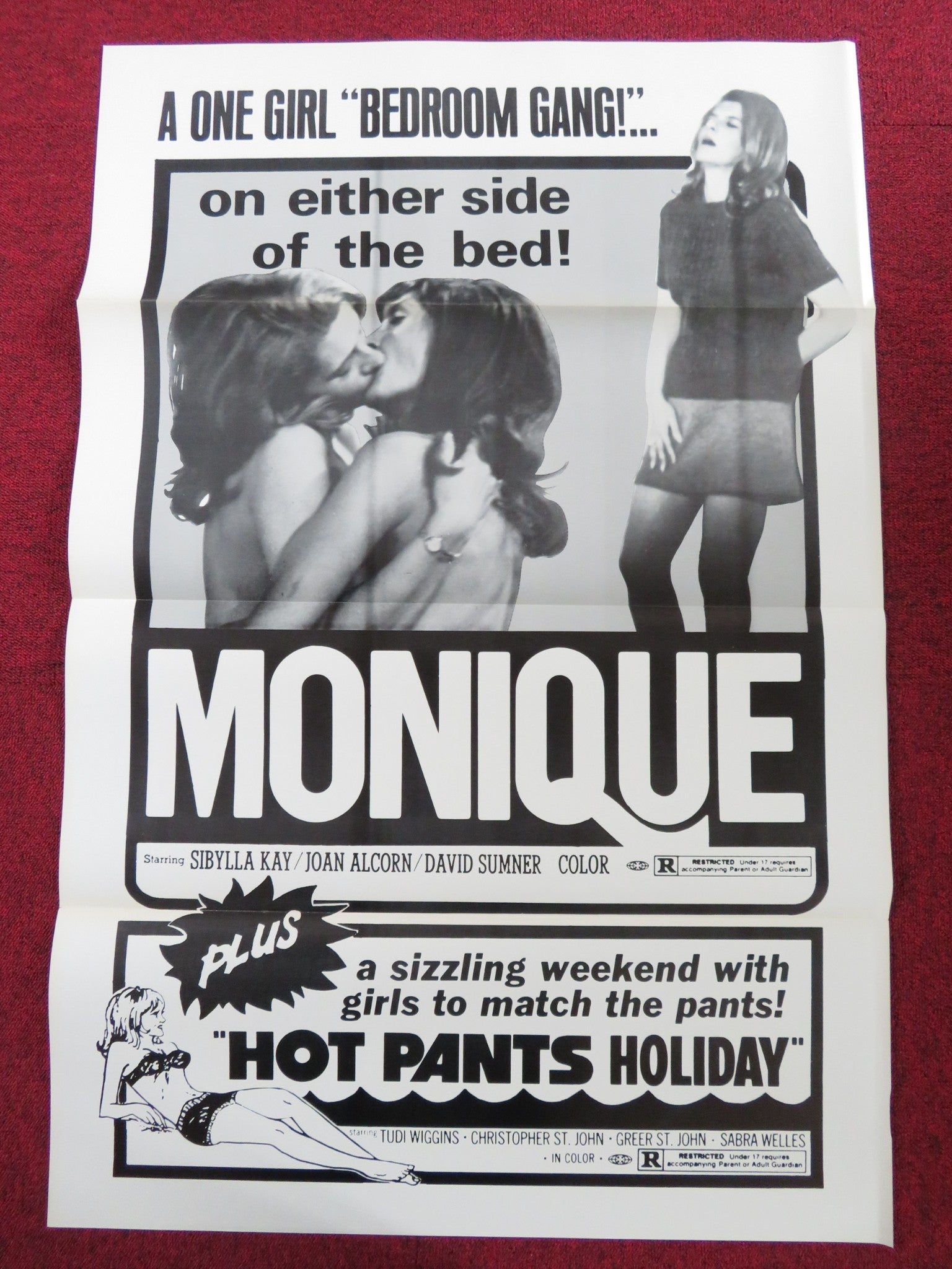 MONIQUE US TRI FOLDED ONE SHEET ROLLED POSTER DAVID SUMNER JOAN ALCORN 1970 Rendezvous Cinema Movie posters