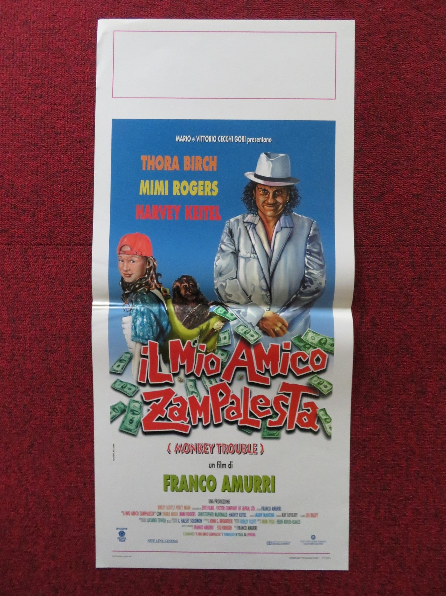 MONKEY TROUBLE ITALIAN LOCANDINA POSTER THORA BIRCH HARVEY KEITEL 1994 Rendezvous Cinema Movie posters