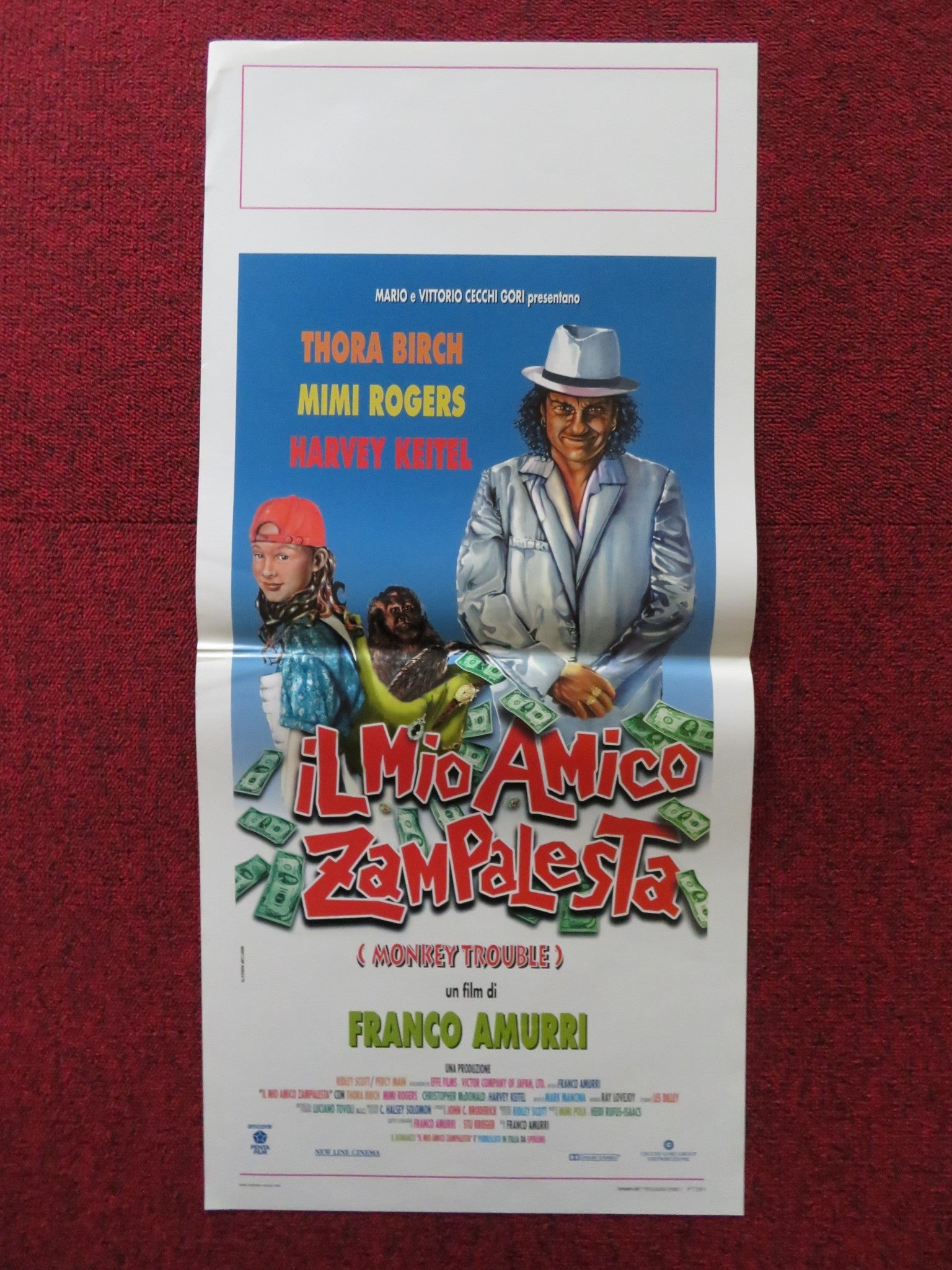MONKEY TROUBLE ITALIAN LOCANDINA POSTER THORA BIRCH HARVEY KEITEL 1994 Rendezvous Cinema Movie posters