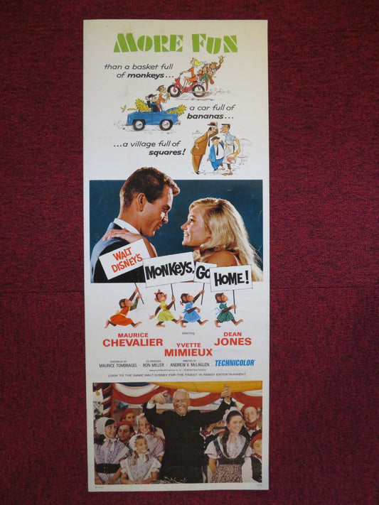 MONKEYS, GO HOME! US INSERT (14"x 36") POSTER DISNEY DEAN JONES CHEVALIER 1967 Rendezvous Cinema Movie posters